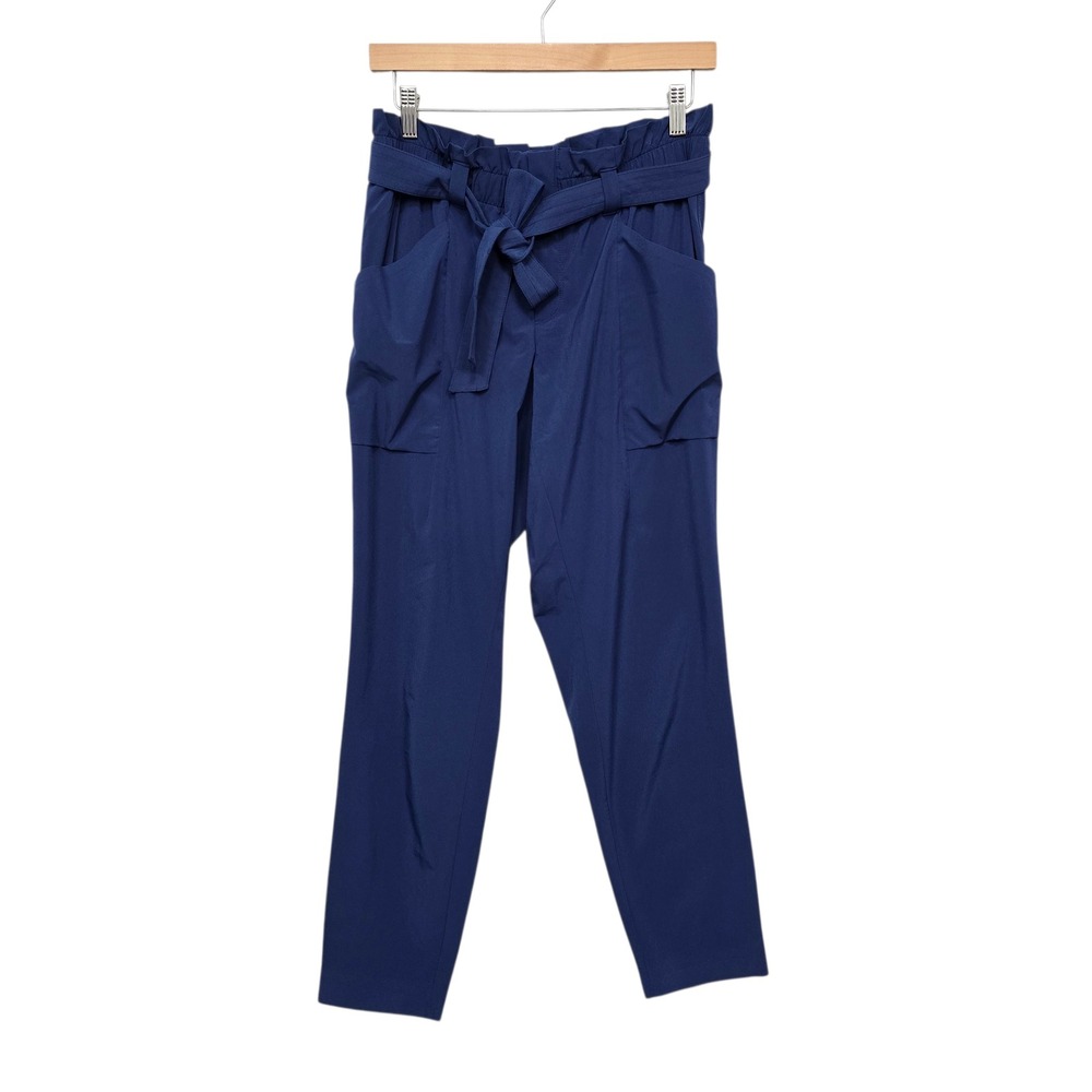 Athleta Navy Blue High Waisted Paperbag Waist Tencel Blend Jogger Pants Size 6